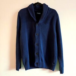 CHAPS I M Cotton Shawl Collared Cardigan I navy blue